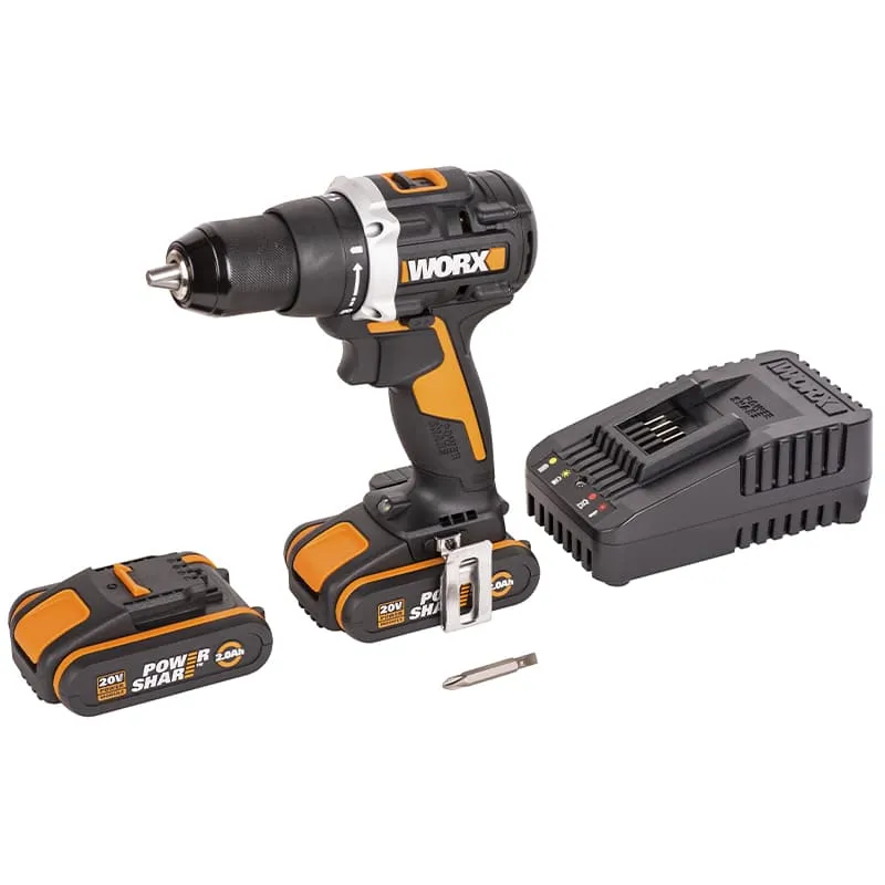 Дрель-шуруповерт WORX WX102 20V аккумуляторная бесщеточная — детальное фото