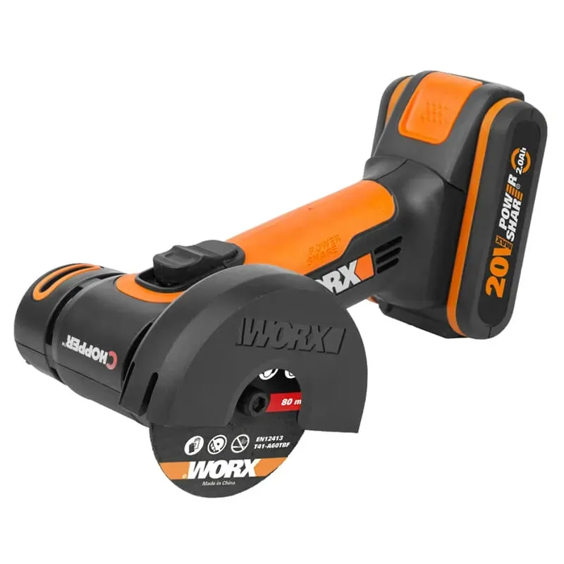 Угловая шлифмашина (болгарка) WORX WX801 20V 76мм аккумуляторная, с АКБ на 2 А*ч и ЗУ, в кейсе