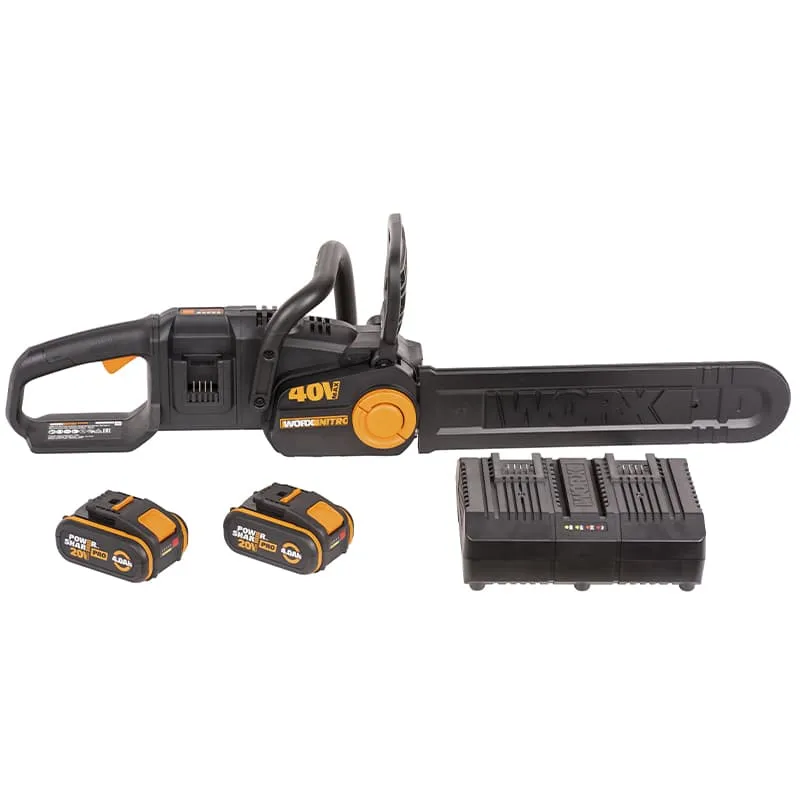 Пила цепная компактная WORX NITRO WG385E 40V 40см аккумуляторная бесщеточная — детальное фото