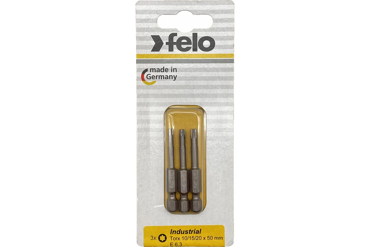 Биты Industrial 3 шт, T10/T15/T20, 50 мм, в блистере Felo 03693116 — детальное фото