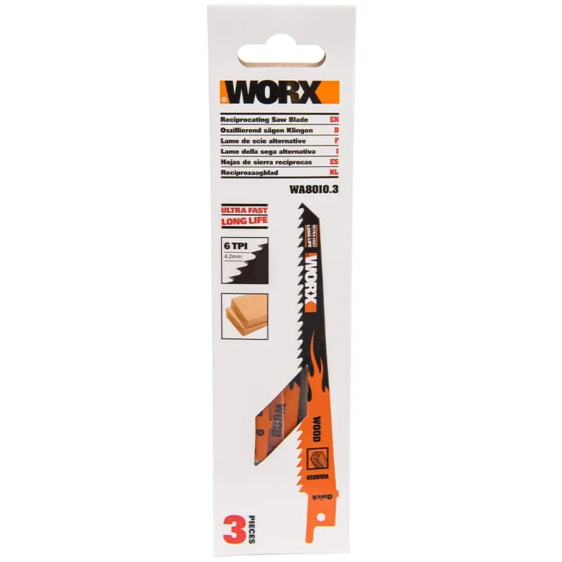 Лезвия по дереву для сабельной пилы WORX WA8010.3 150 мм — детальное фото