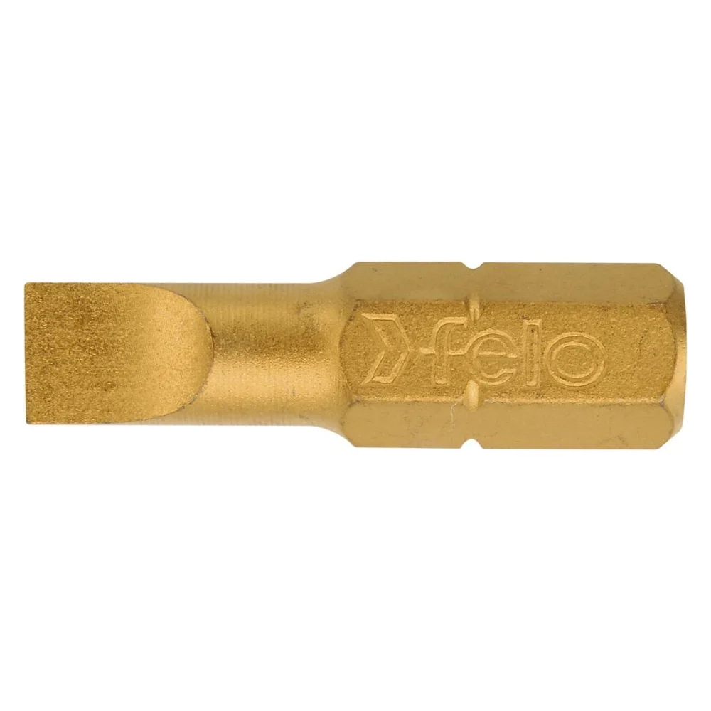 Бита плоская шлицевая с покрытием TiN 5,5х1,0х25 мм, 10 шт. Felo 02052070 — детальное фото