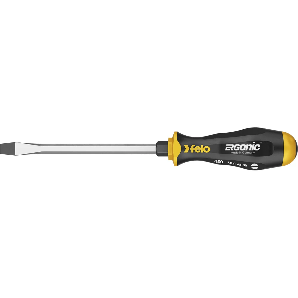 Плоская шлицевая ударная отвертка Felo Ergonic 9,0X1,6X150 45009040 — детальное фото