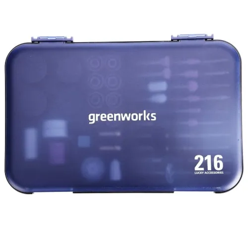 Набор оснастки 3503507 для граверов Greenworks GPT-8VRT и G24RT 24V (216 предметов в кейсе) — детальное фото