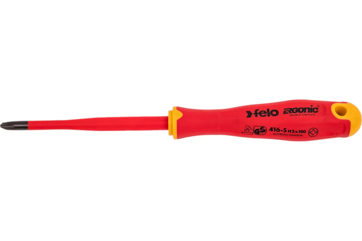 Диэлектрическая отвертка Felo PH 2 +/-, E-Slim Ergonic 41629390 — детальное фото