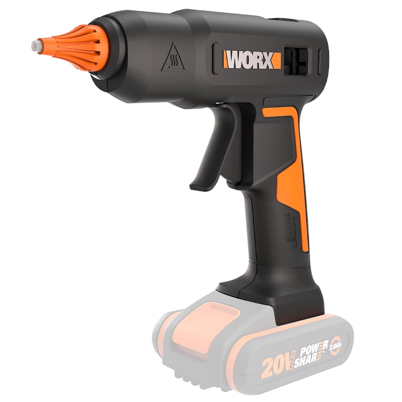 Клеевой пистолет WORX WX045.9 20V аккумуляторный, без АКБ и ЗУ